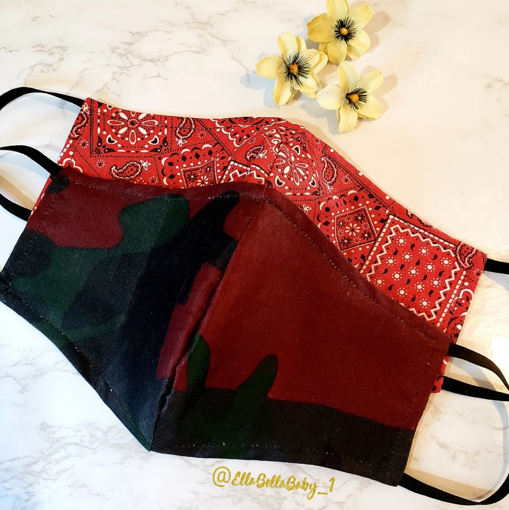 Camo Face Mask Red Bandana Face Mask Reversible